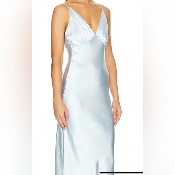 Revolve Whimsical Sky Blue Maxi Dress SzL,silk/satin Like,heavy Fancy Gown,Alani - Picture 5 of 11